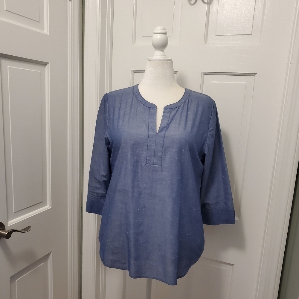 Van Heusen Blue Tunic Top Size Large, Business Casual